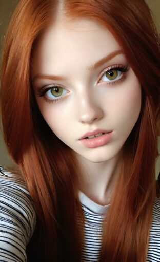 AI girl with red hair wallpaper