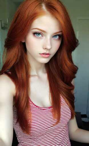 AI girl with red hair wallpaper