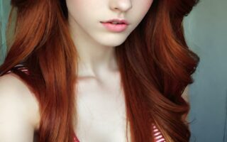AI girl with red hair wallpaper