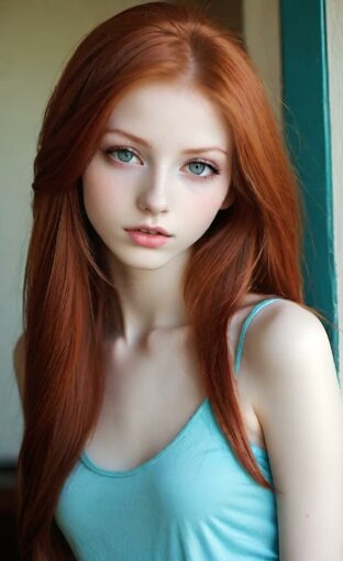 AI girl with red hair wallpaper