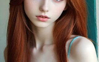 AI girl with red hair wallpaper