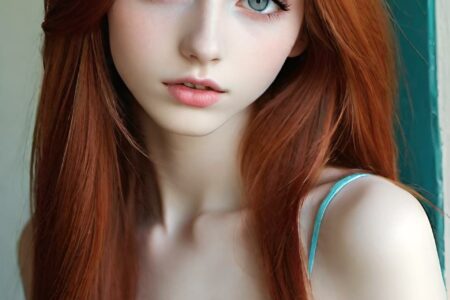 AI girl with red hair wallpaper