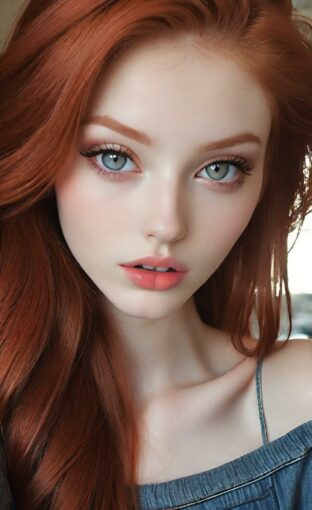 AI girl with red hair wallpaper