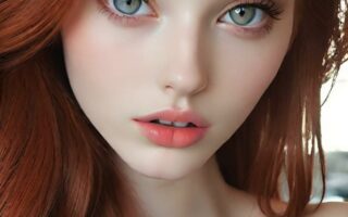 AI girl with red hair wallpaper