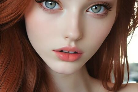 AI girl with red hair wallpaper