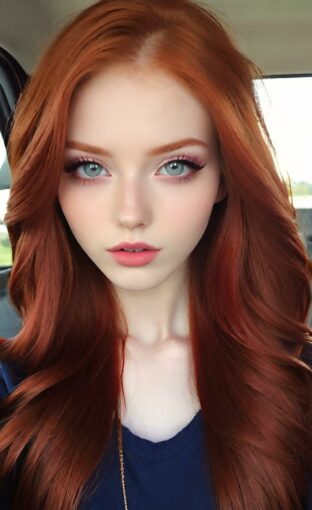 AI girl with red hair wallpaper