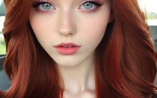 AI girl with red hair wallpaper
