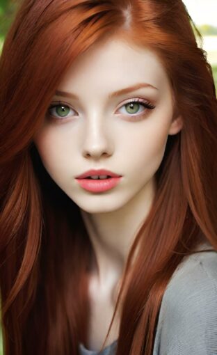 AI girl with red hair wallpaper