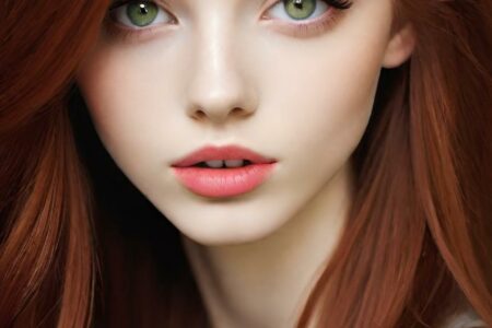 AI girl with red hair wallpaper