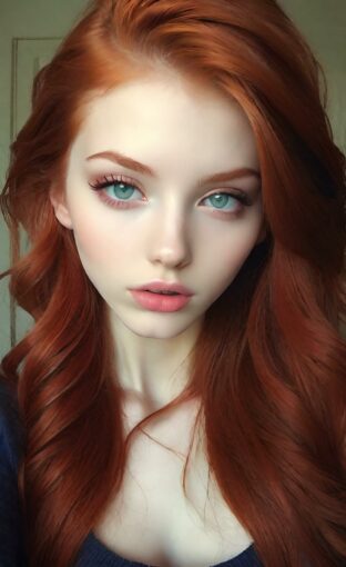 AI girl with red hair wallpaper
