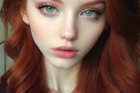 AI girl with red hair wallpaper