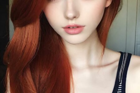 AI girl with red hair wallpaper