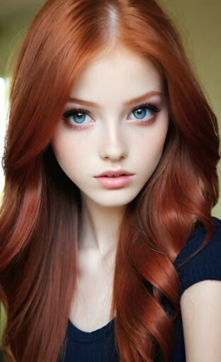 AI girl with red hair wallpaper
