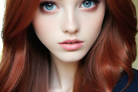 AI girl with red hair wallpaper