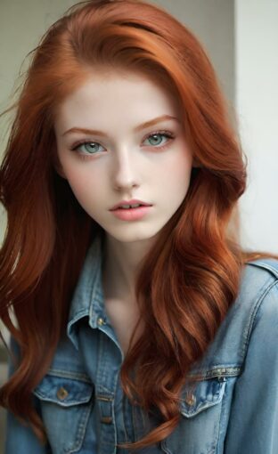 AI girl with red hair wallpaper