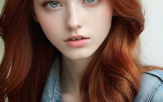 AI girl with red hair wallpaper