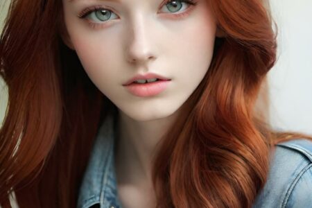 AI girl with red hair wallpaper
