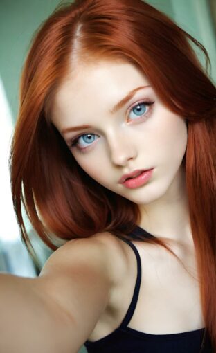 AI girl with red hair wallpaper