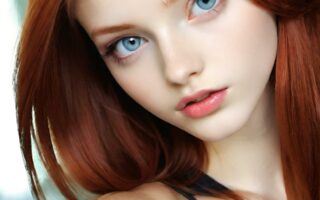 AI girl with red hair wallpaper