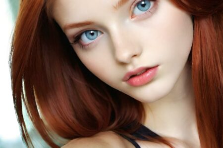 AI girl with red hair wallpaper