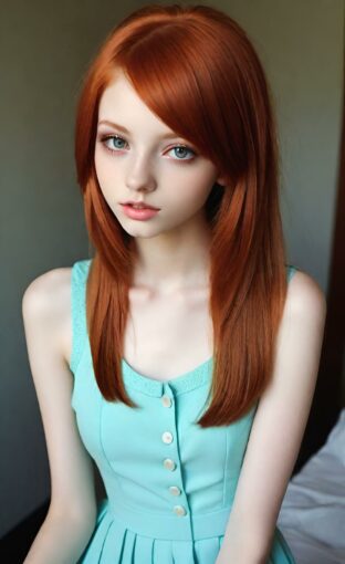 AI girl with red hair wallpaper