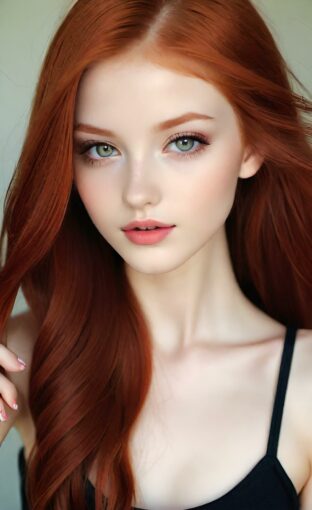 AI girl with red hair wallpaper