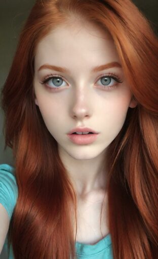 AI girl with red hair wallpaper