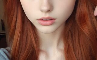 AI girl with red hair wallpaper