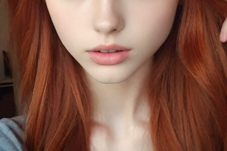 AI girl with red hair wallpaper