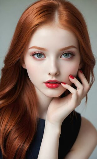 AI girl with red hair wallpaper