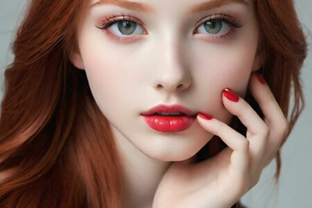 AI girl with red hair wallpaper