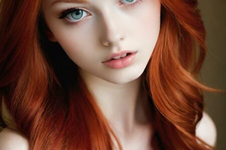 AI girl with red hair wallpaper