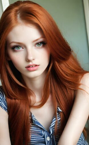 AI girl with red hair wallpaper