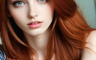 AI girl with red hair wallpaper