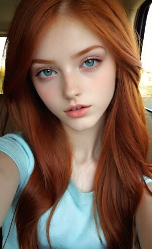 AI girl with red hair wallpaper