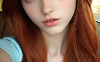 AI girl with red hair wallpaper