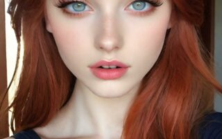 AI girl with red hair wallpaper