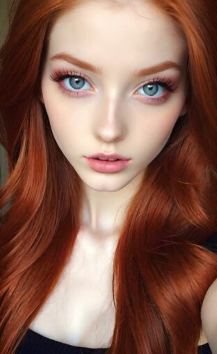 AI girl with red hair wallpaper