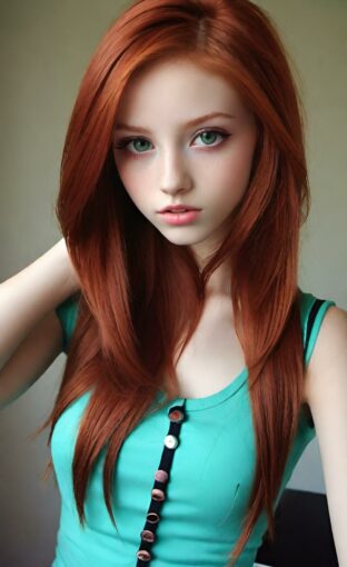 AI girl with red hair wallpaper