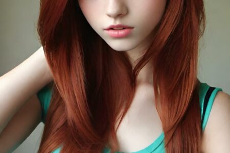 AI girl with red hair wallpaper
