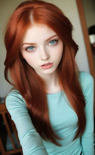 AI girl with red hair wallpaper