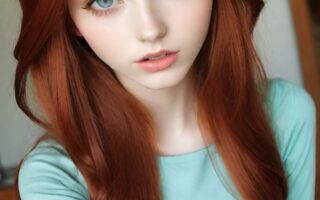 AI girl with red hair wallpaper