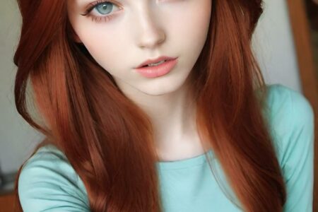 AI girl with red hair wallpaper