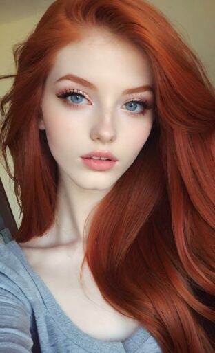AI girl with red hair wallpaper