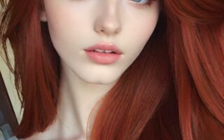 AI girl with red hair wallpaper