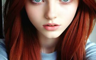 AI girl with red hair wallpaper
