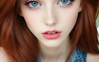 AI girl with red hair wallpaper