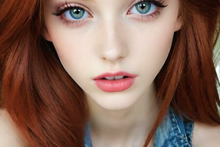 AI girl with red hair wallpaper