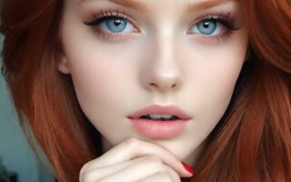 AI girl with red hair wallpaper