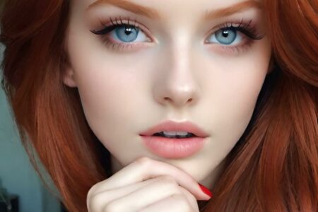 AI girl with red hair wallpaper